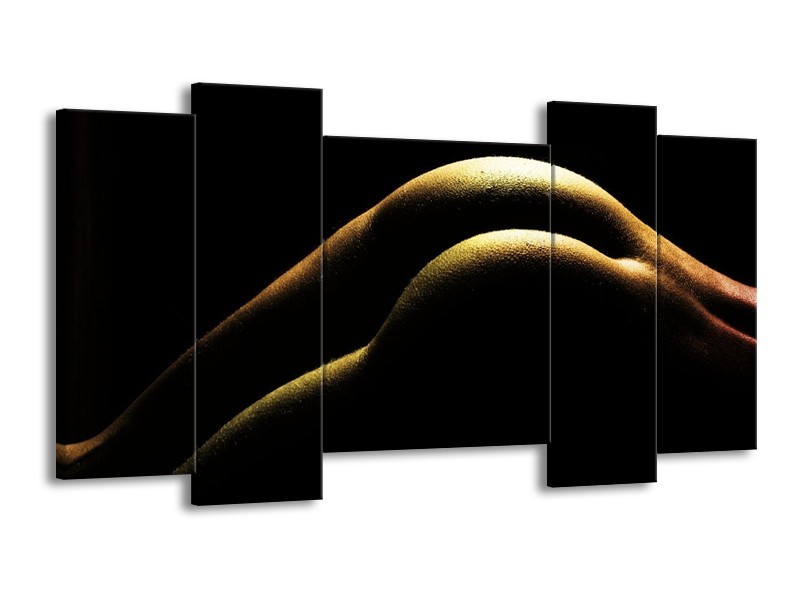 Canvas schilderij Lichaam | Zwart, Groen, Goud | 120x65 5Luik