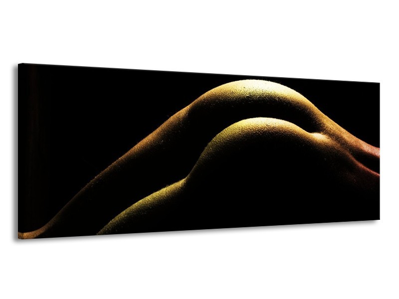 Canvas schilderij Lichaam | Zwart, Groen, Goud | 145x58cm 1Luik