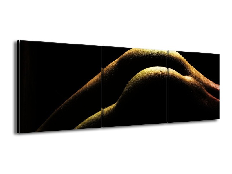 Glas schilderij Lichaam | Zwart, Groen, Goud | 150x50cm 3Luik