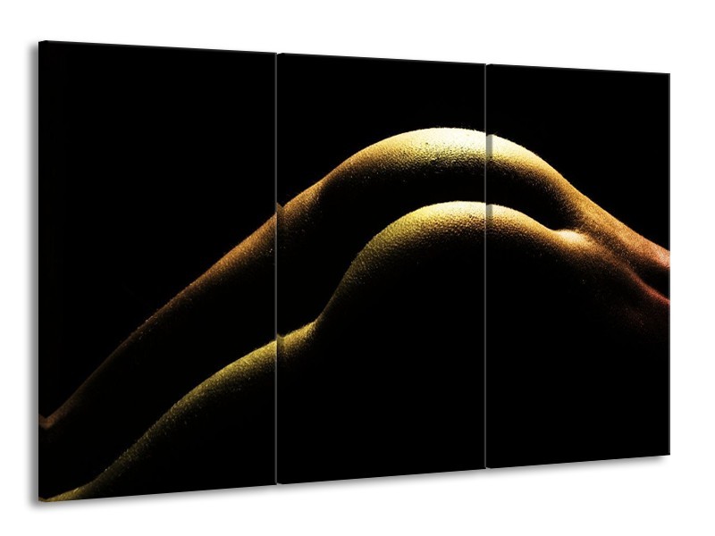 Canvas schilderij Lichaam | Zwart, Groen, Goud | 165x100cm 3Luik