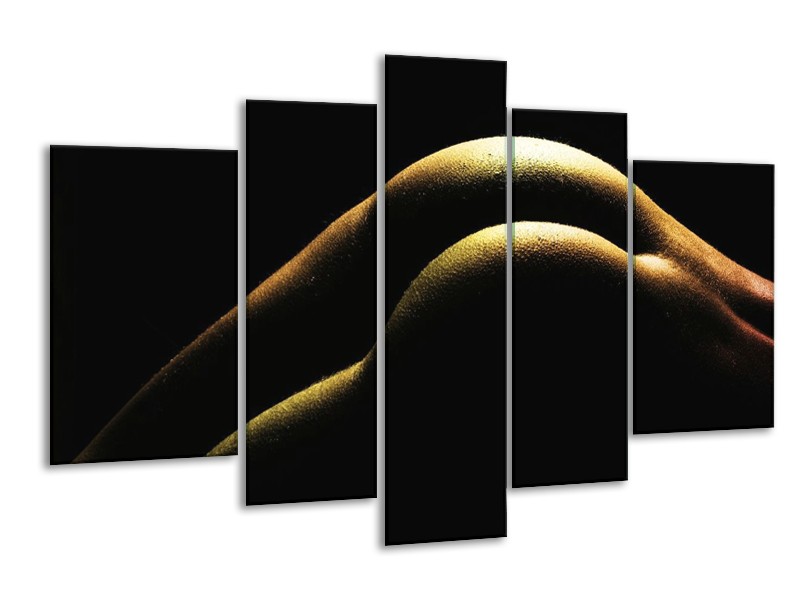 Canvas schilderij Lichaam | Zwart, Groen, Goud | 170x100cm 5Luik