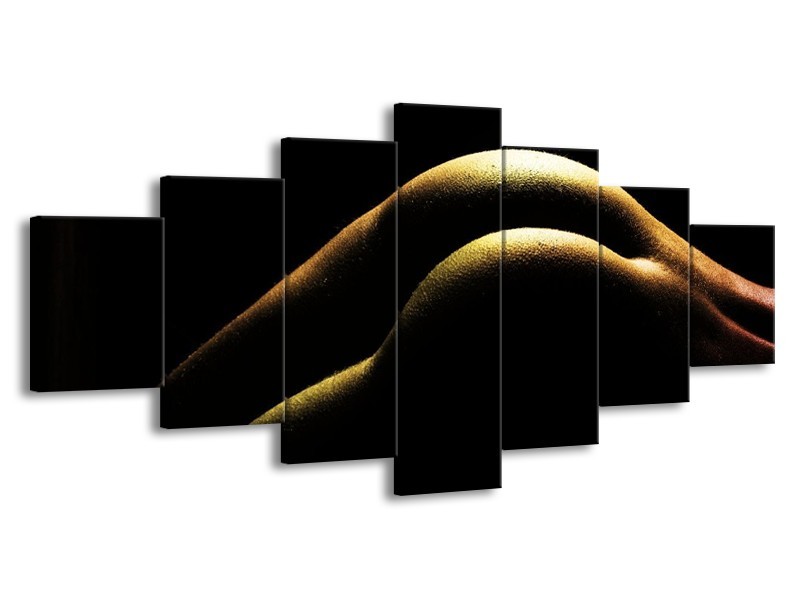 Canvas schilderij Lichaam | Zwart, Groen, Goud | 210x100cm 7Luik