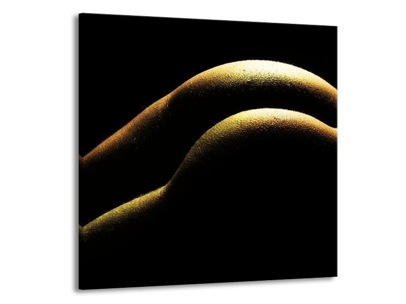 Canvas schilderij Lichaam | Zwart, Groen, Goud | 50x50cm 1Luik
