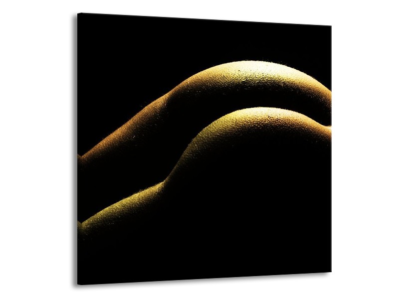 Canvas schilderij Lichaam | Zwart, Groen, Goud | 70x70cm 1Luik