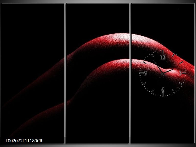 Klok schilderij Lichaam | Zwart, Rood | 111x80cm 3Luik