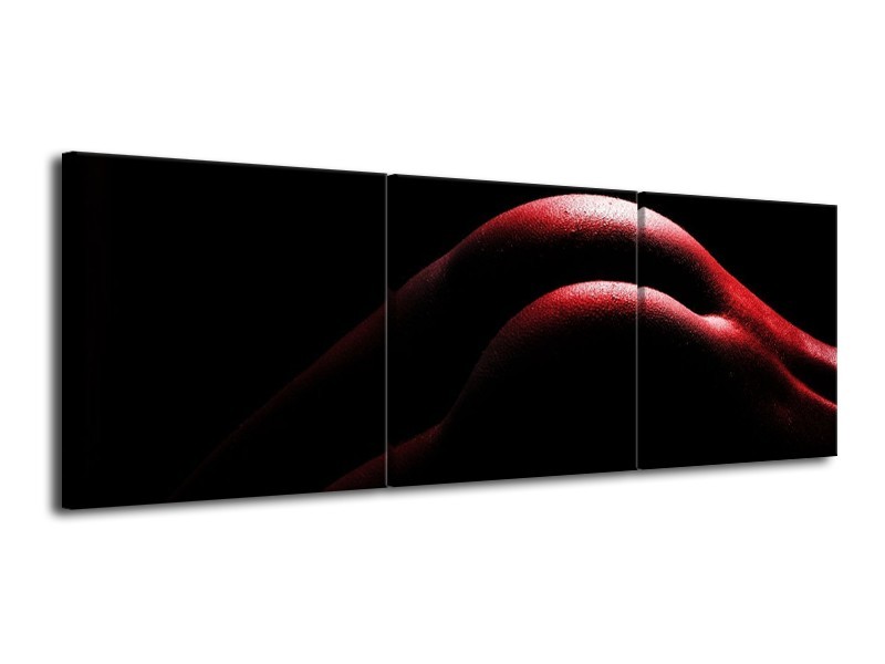 Glas schilderij Lichaam | Zwart, Rood | 120x40cm 3Luik