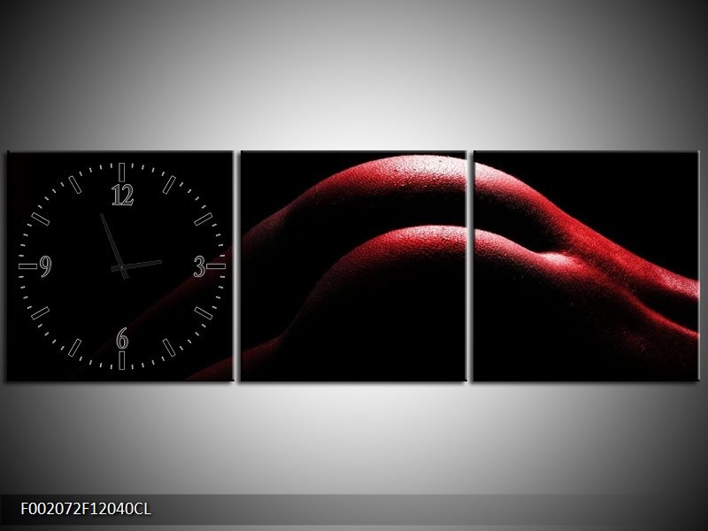 Klok schilderij Lichaam | Zwart, Rood | 120x40cm 3Luik