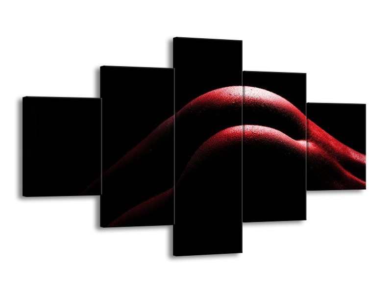 Canvas schilderij Lichaam | Zwart, Rood | 125x70cm 5Luik