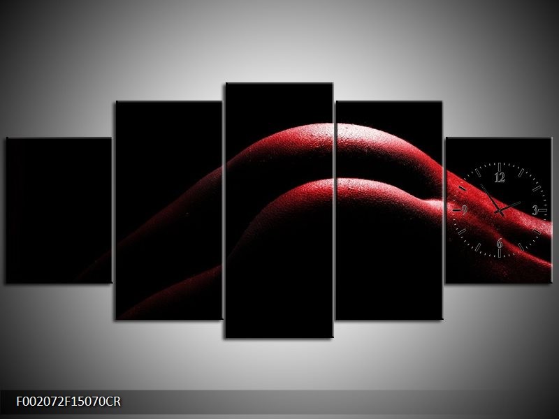 Klok schilderij Lichaam | Zwart, Rood | 150x70cm 5Luik
