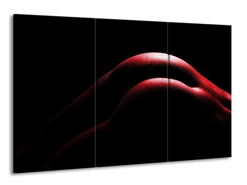 Canvas schilderij Lichaam | Zwart, Rood | 165x100cm 3Luik