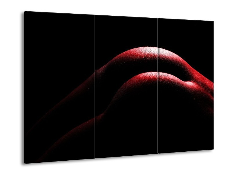 Glas schilderij Lichaam | Zwart, Rood | 90x60cm 3Luik