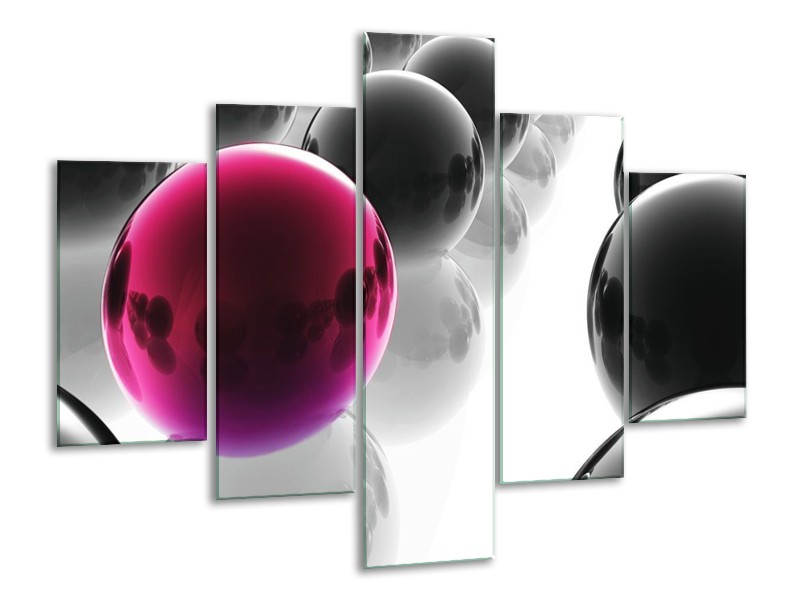 Glas schilderij Ballen | Paars, Zwart, Wit | 100x70cm 5Luik
