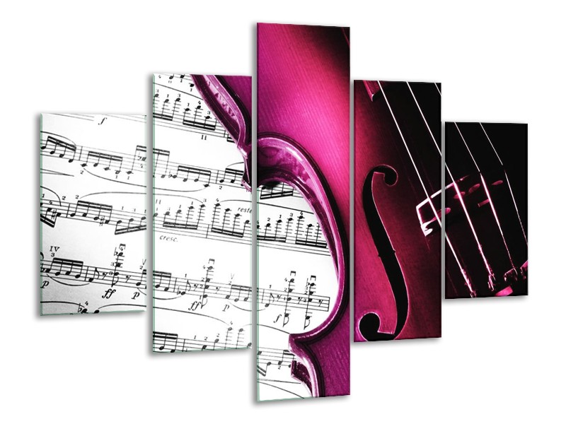 Glas schilderij Instrument | Zwart, Wit, Roze | 100x70cm 5Luik
