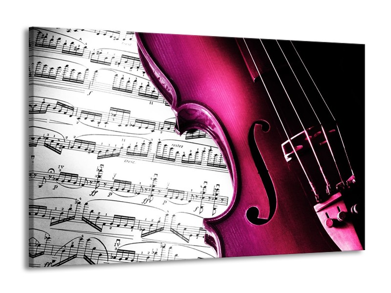 Glas schilderij Instrument | Zwart, Wit, Roze | 140x90cm 1Luik