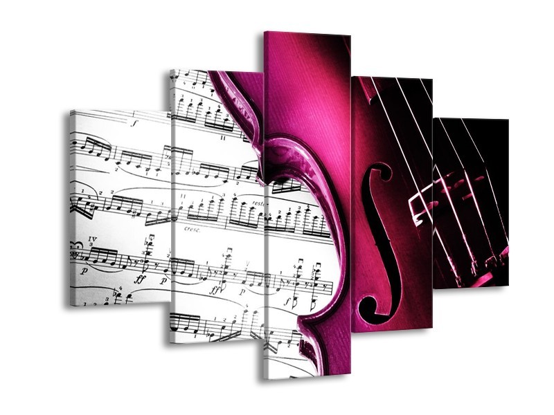 Glas schilderij Instrument | Zwart, Wit, Roze | 150x105cm 5Luik