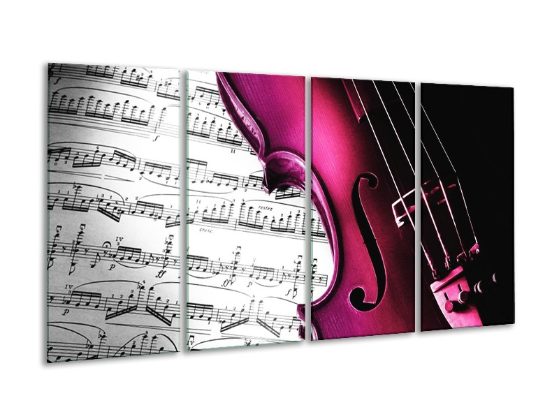 Glas schilderij Instrument | Zwart, Wit, Roze | 160x80cm 4Luik