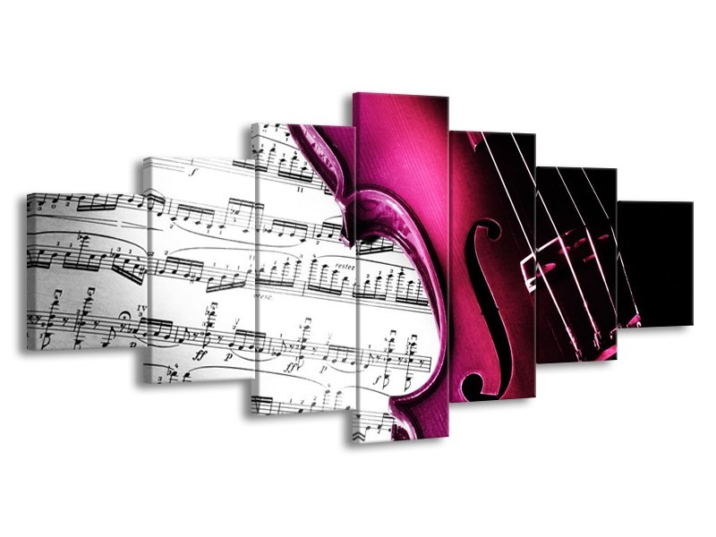 Glas schilderij Instrument | Zwart, Wit, Roze | 210x100cm 7Luik
