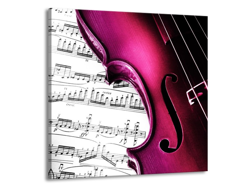 Glas schilderij Instrument | Zwart, Wit, Roze | 50x50cm 1Luik