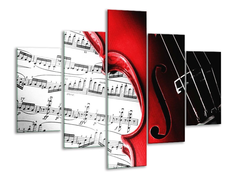 Glas schilderij Instrument | Zwart, Wit, Rood | 100x70cm 5Luik