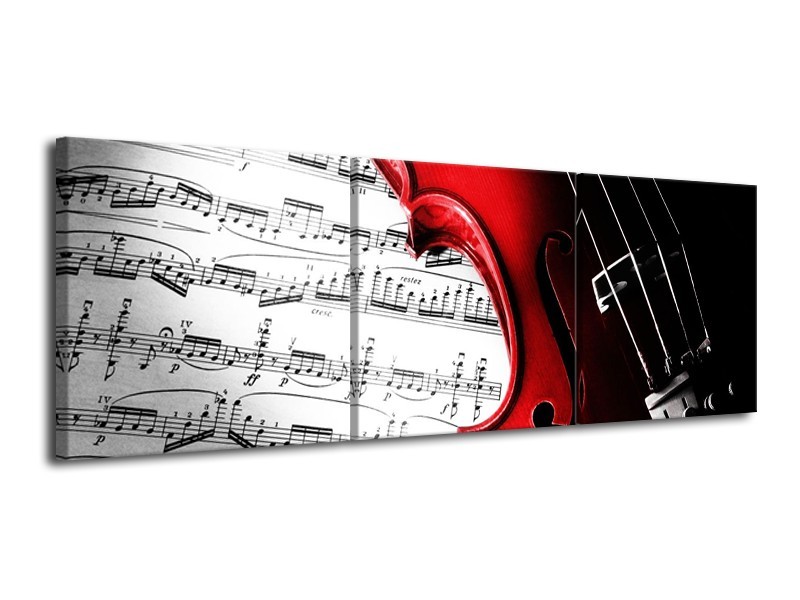 Canvas schilderij Instrument | Zwart, Wit, Rood | 120x40cm 3Luik