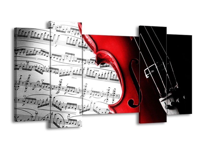 Glas schilderij Instrument | Zwart, Wit, Rood | 120x65cm 5Luik