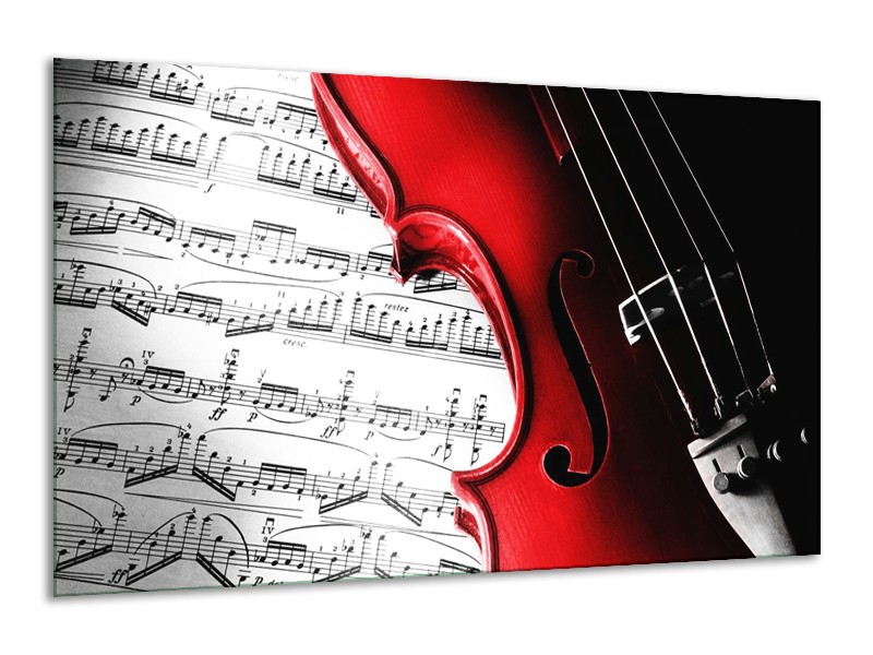 Glas schilderij Instrument | Zwart, Wit, Rood | 120x70cm 1Luik