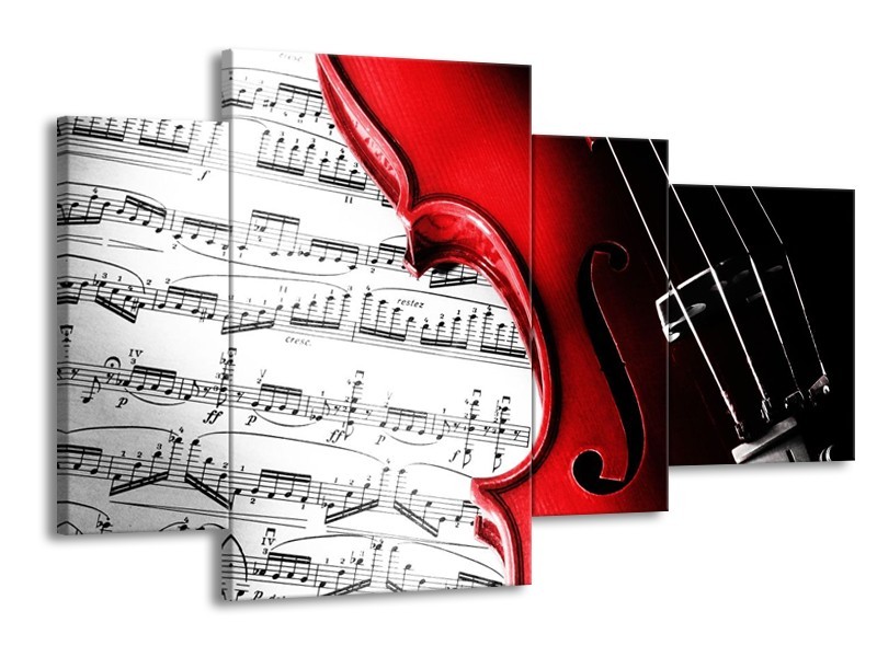 Glas schilderij Instrument | Zwart, Wit, Rood | 120x75cm 4Luik