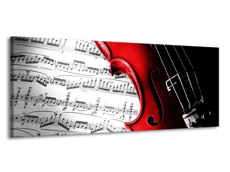 Glas schilderij Instrument | Zwart, Wit, Rood | 145x58cm 1Luik