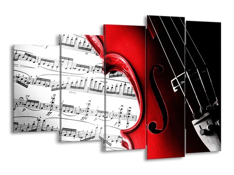 Glas schilderij Instrument | Zwart, Wit, Rood | 150x100cm 5Luik