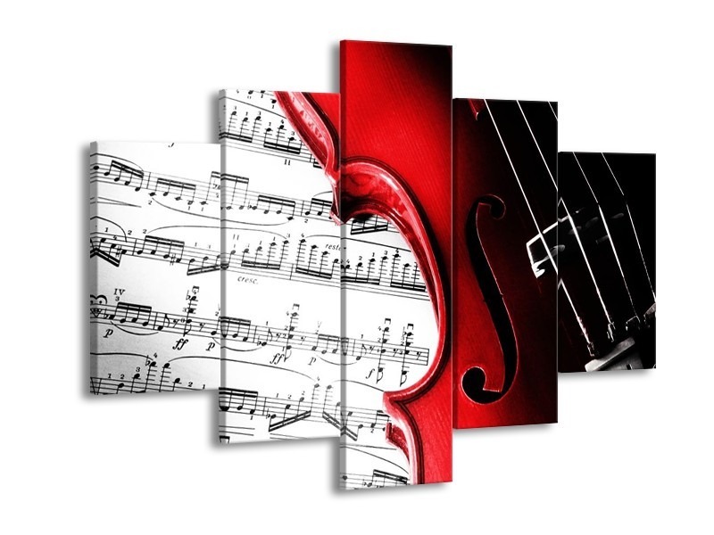 Glas schilderij Instrument | Zwart, Wit, Rood | 150x105cm 5Luik