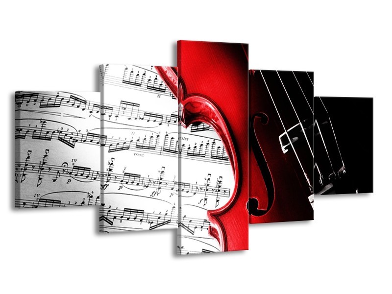Glas schilderij Instrument | Zwart, Wit, Rood | 150x80cm 5Luik
