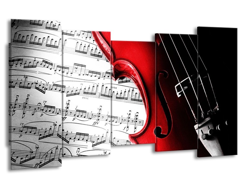 Glas schilderij Instrument | Zwart, Wit, Rood | 150x80cm 5Luik
