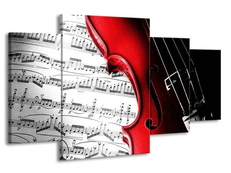 Glas schilderij Instrument | Zwart, Wit, Rood | 160x90cm 4Luik