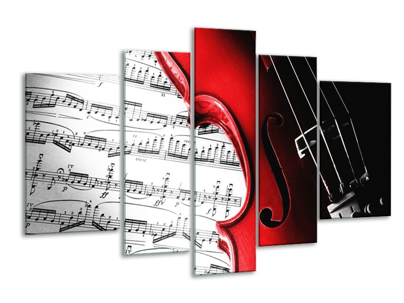 Glas schilderij Instrument | Zwart, Wit, Rood | 170x100cm 5Luik