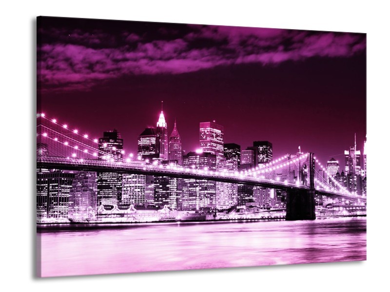 Canvas schilderij Brug | Paars, Zwart, Wit | 100x70cm 1Luik