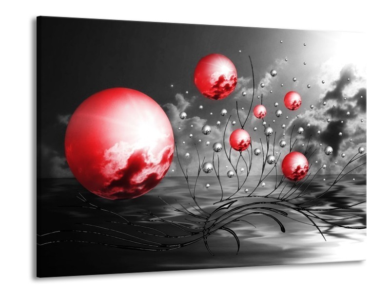 Glas schilderij Ballen | Rood, Zwart, Grijs | 100x70cm 1Luik