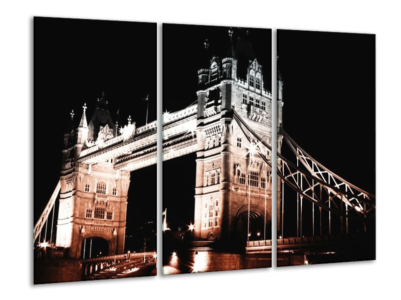 Canvas schilderij London | Bruin, Zwart, Wit | 120x80cm 3Luik
