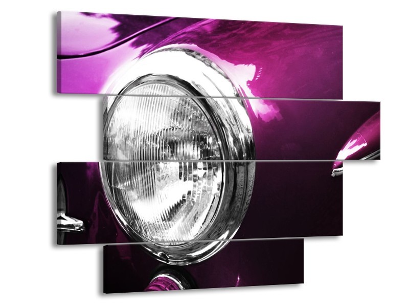 Glas schilderij Auto | Paars, Wit, Zilver | 115x85cm 4Luik