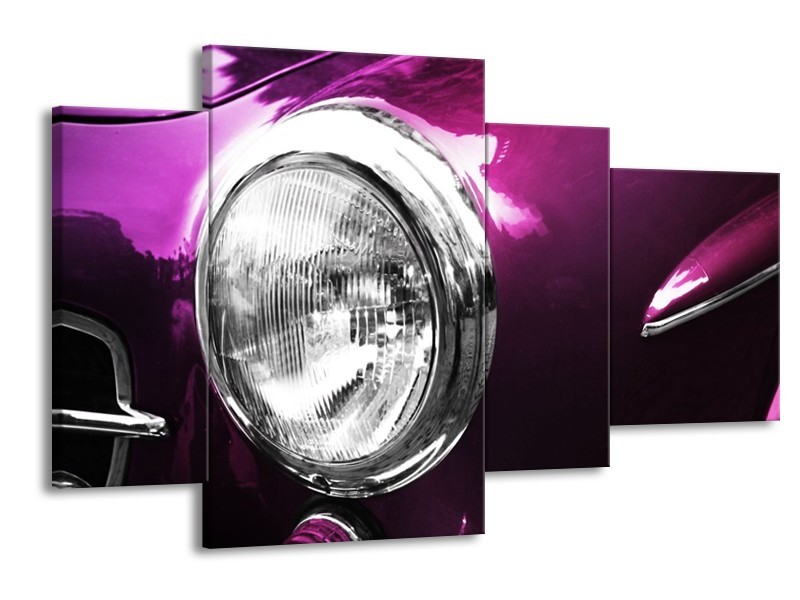 Glas schilderij Auto | Paars, Wit, Zilver | 120x75cm 4Luik