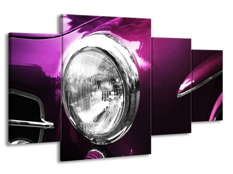 Glas schilderij Auto | Paars, Wit, Zilver | 160x90cm 4Luik