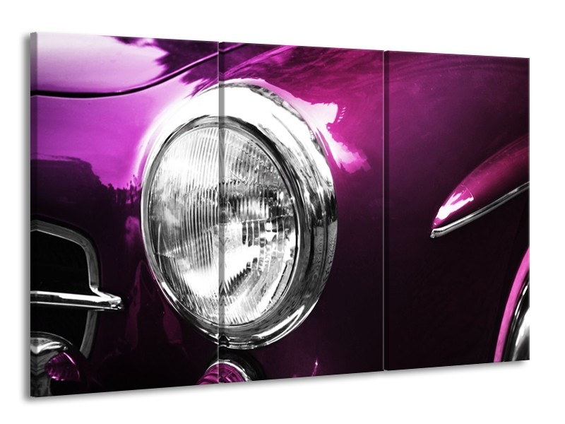 Canvas schilderij Auto | Paars, Wit, Zilver | 165x100cm 3Luik