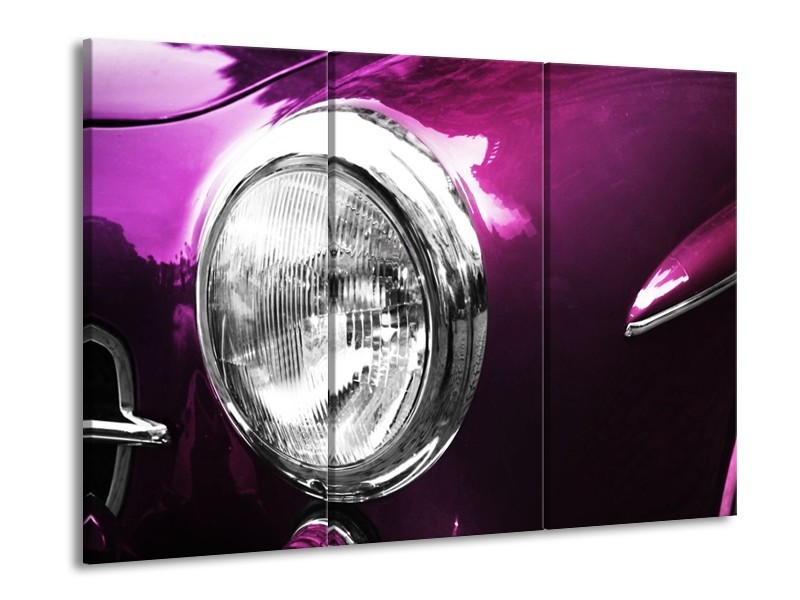 Glas schilderij Auto | Paars, Wit, Zilver | 90x60cm 3Luik