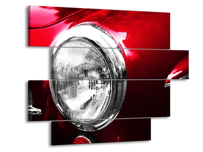 Glas schilderij Auto | Rood, Wit, Zilver | 115x85cm 4Luik