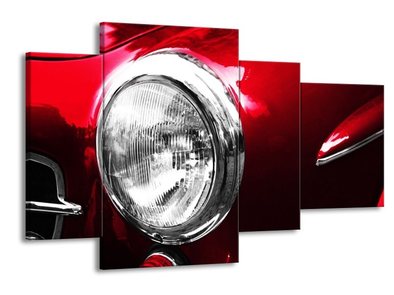 Glas schilderij Auto | Rood, Wit, Zilver | 120x75cm 4Luik