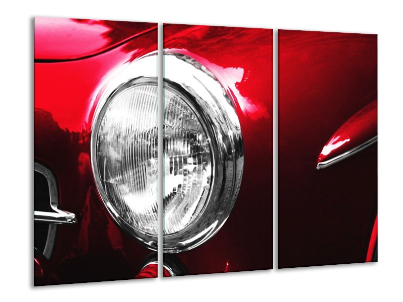 Glas schilderij Auto | Rood, Wit, Zilver | 120x80cm 3Luik