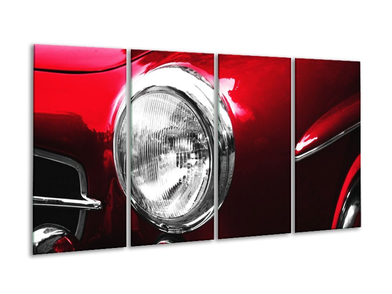 Glas schilderij Auto | Rood, Wit, Zilver | 160x80cm 4Luik