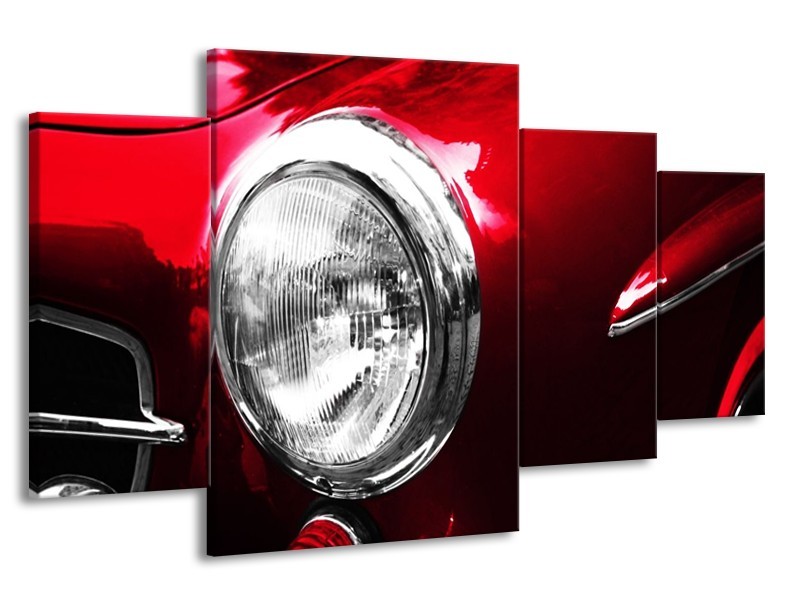 Glas schilderij Auto | Rood, Wit, Zilver | 160x90cm 4Luik