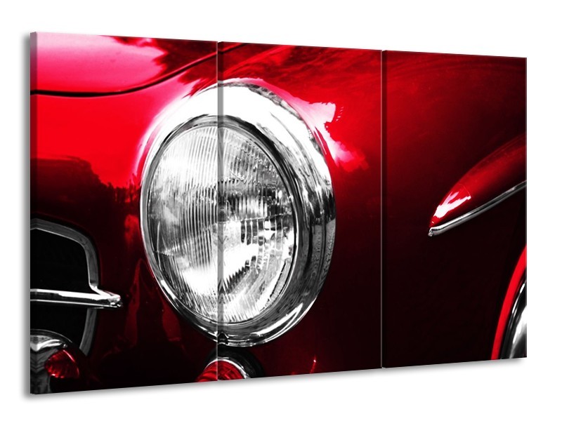 Canvas schilderij Auto | Rood, Wit, Zilver | 165x100cm 3Luik