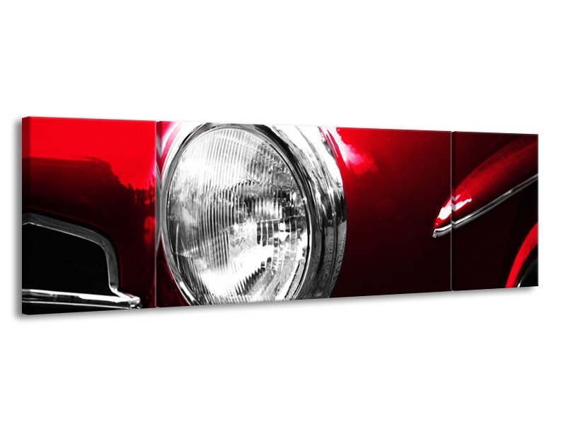 Glas schilderij Auto | Rood, Wit, Zilver | 170x50cm 3Luik