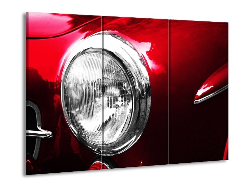 Glas schilderij Auto | Rood, Wit, Zilver | 90x60cm 3Luik